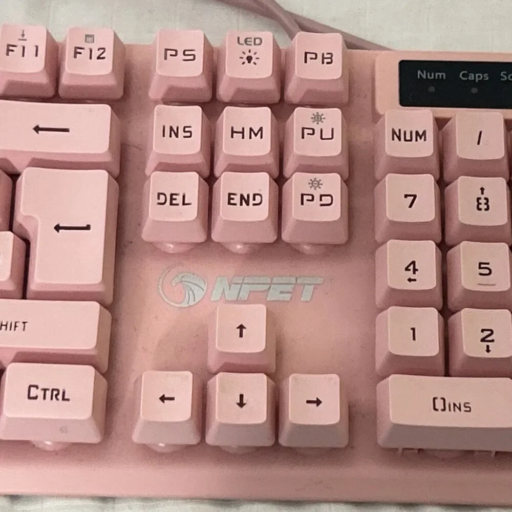 NPET K10 Wired Gaming Keyboard LED Backlit Pink USB Wired Elle Woods
